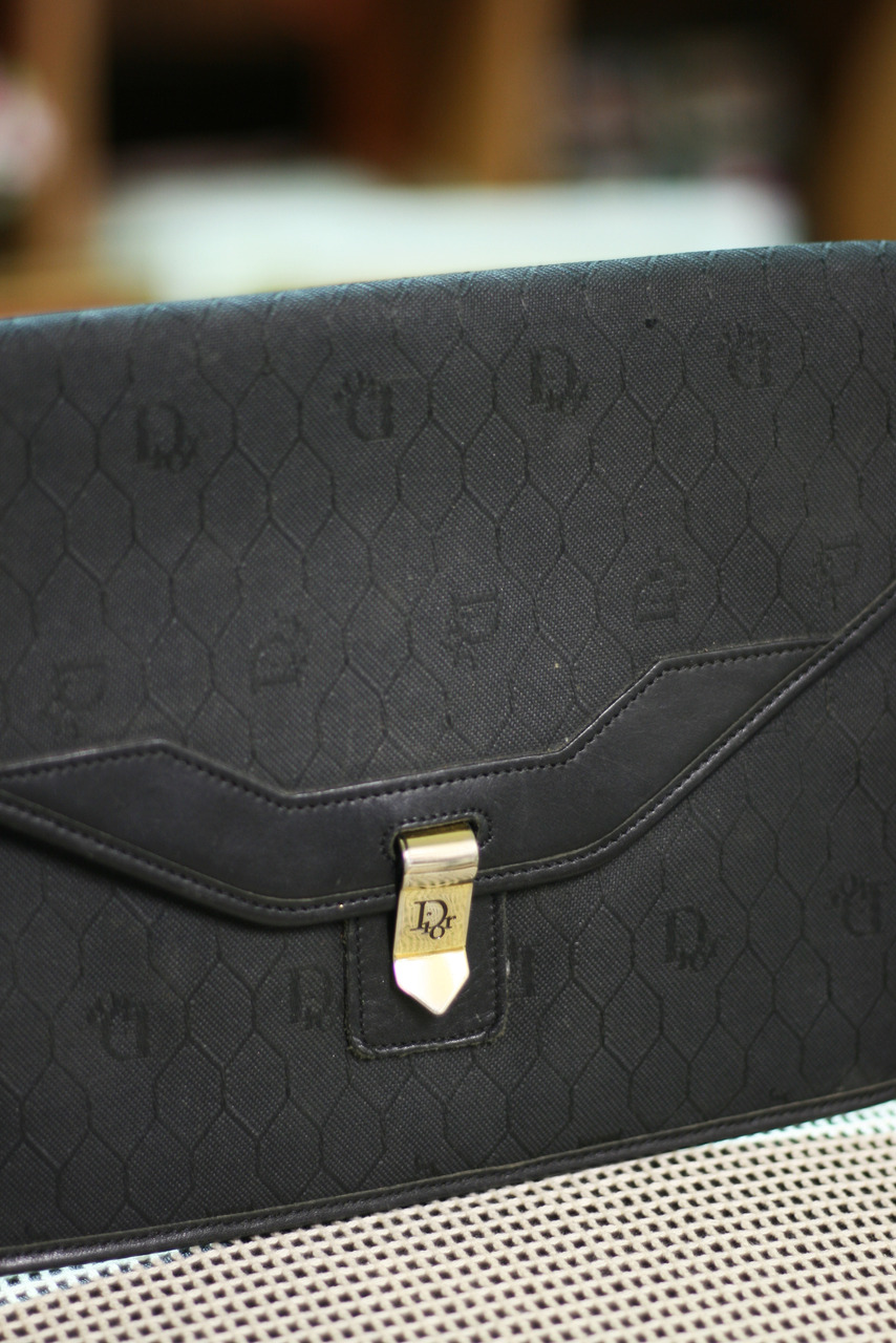 CHRISTIAN DIOR Black Monogram Canvas Vintage Pochette at 1stDibs