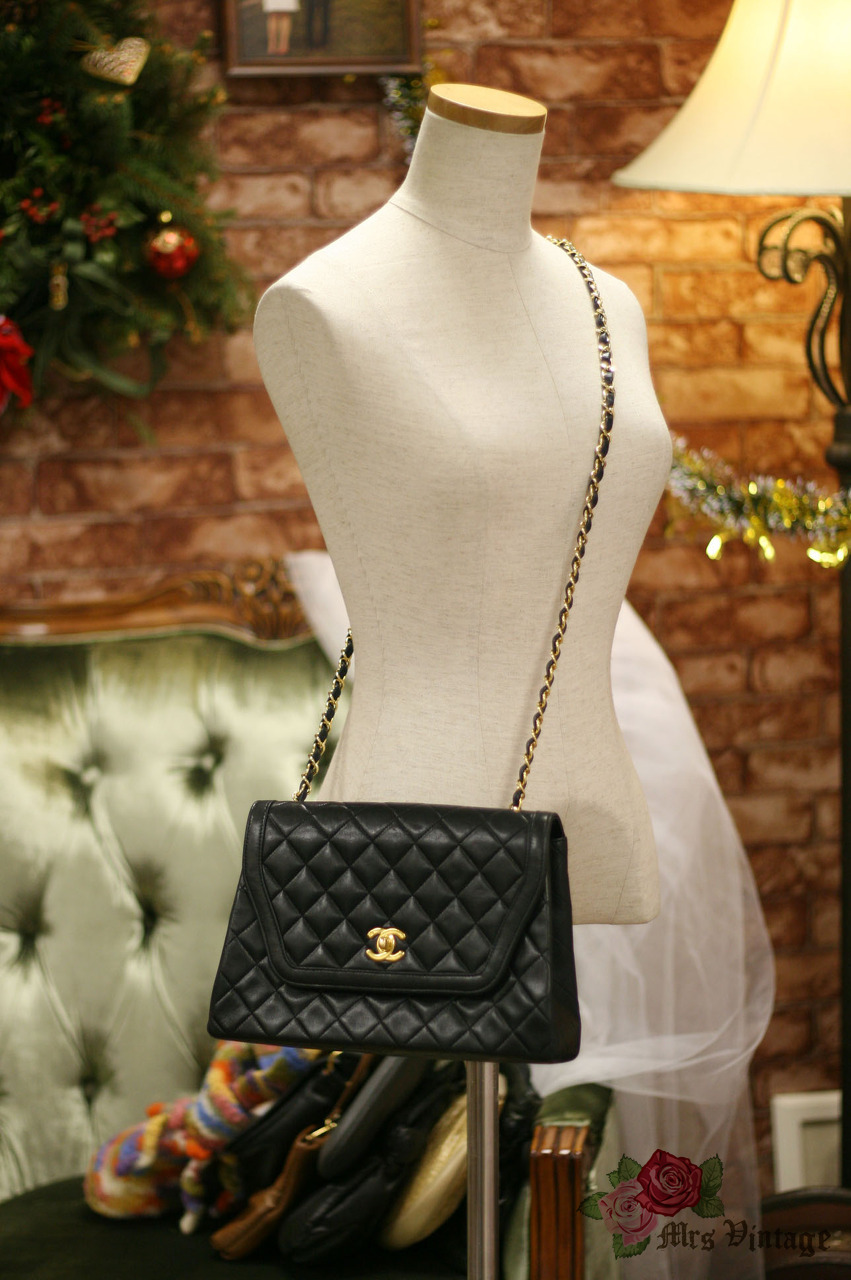 Vintage Chanel Black Quilted Lambskin Leather Trapezoid-shape Black Quilted  Leather Flap Shoulder Bag - Mrs Vintage - Selling Vintage Wedding Lace  Dress / Gowns & Accessories from 1920s – 1990s. And many