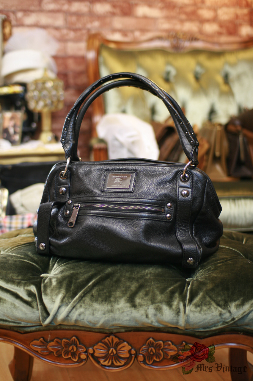 Burberry Blue Label Black Cow Leather Bag from JAPAN - Mrs Vintage 