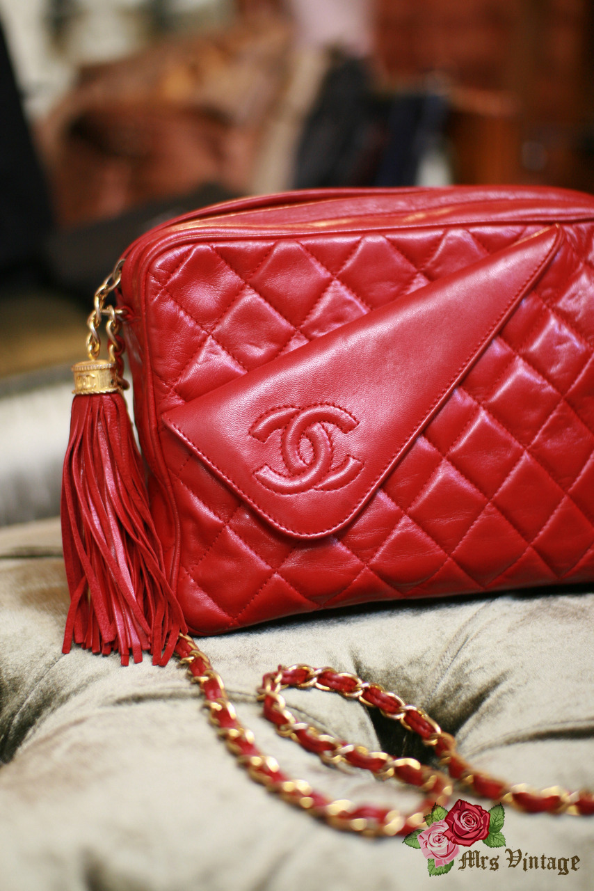 red chanel top handle bag