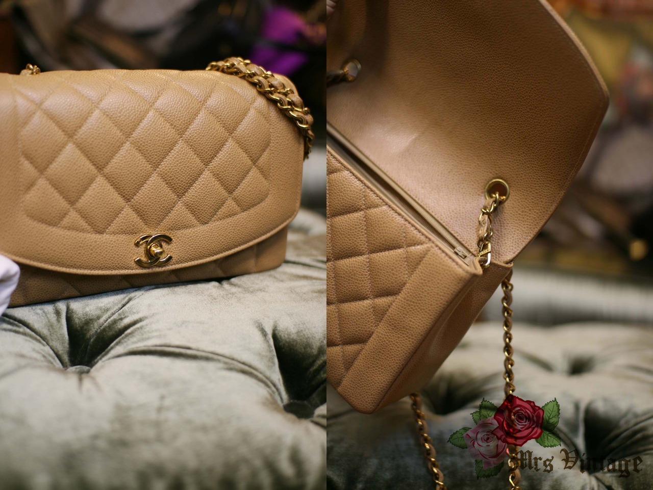 Chanel Vintage Beige Lambskin Small Diana Flap Bag – Classic Coco Authentic  Vintage Luxury