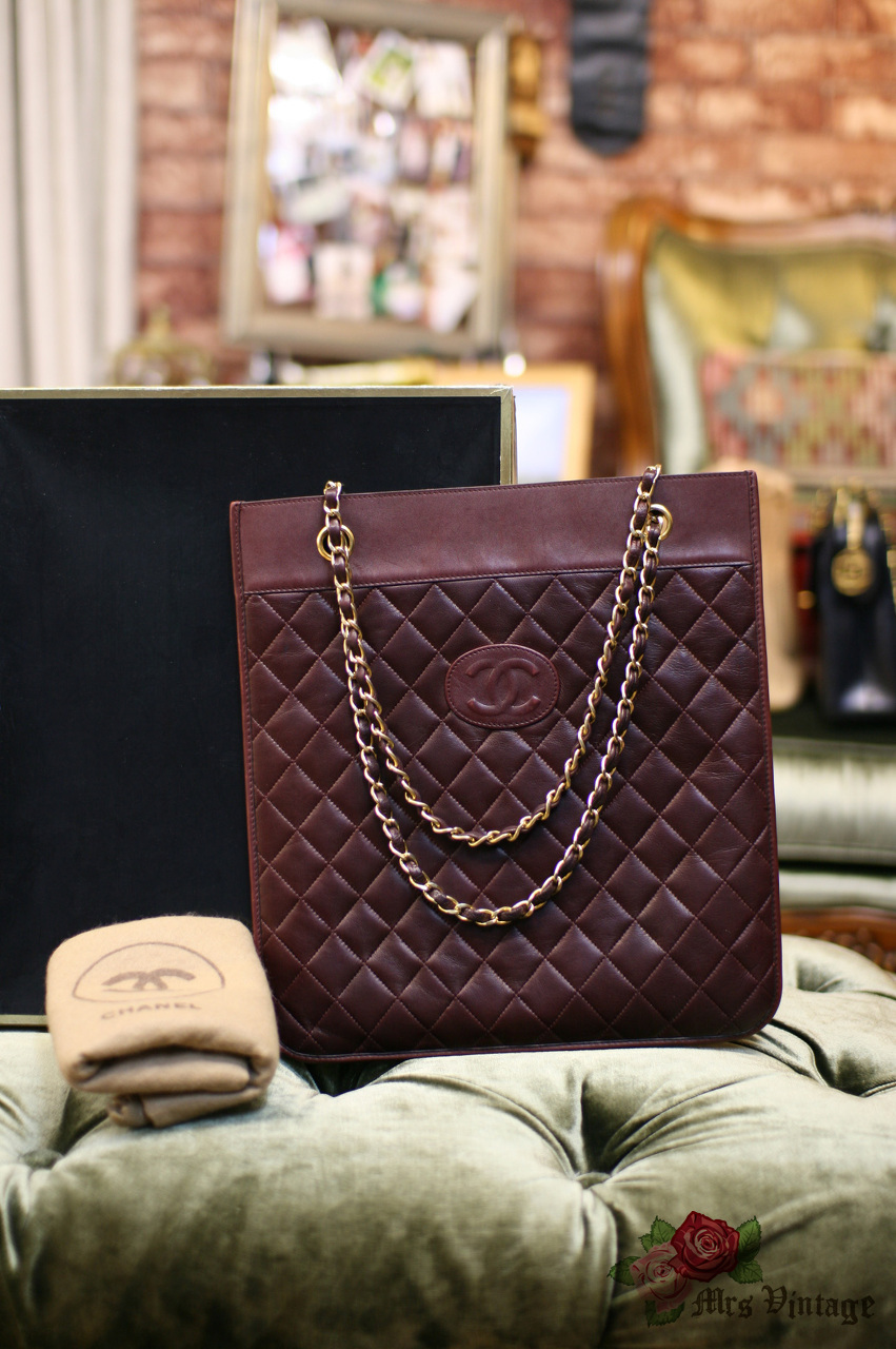 Chanel Vintage Burgundy Calfskin Tote Bag – Coco Approved Studio