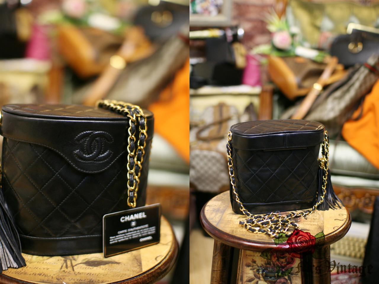 Vintage Chanel Black Quilted Leather Shoulder Fringe Bag - Mrs