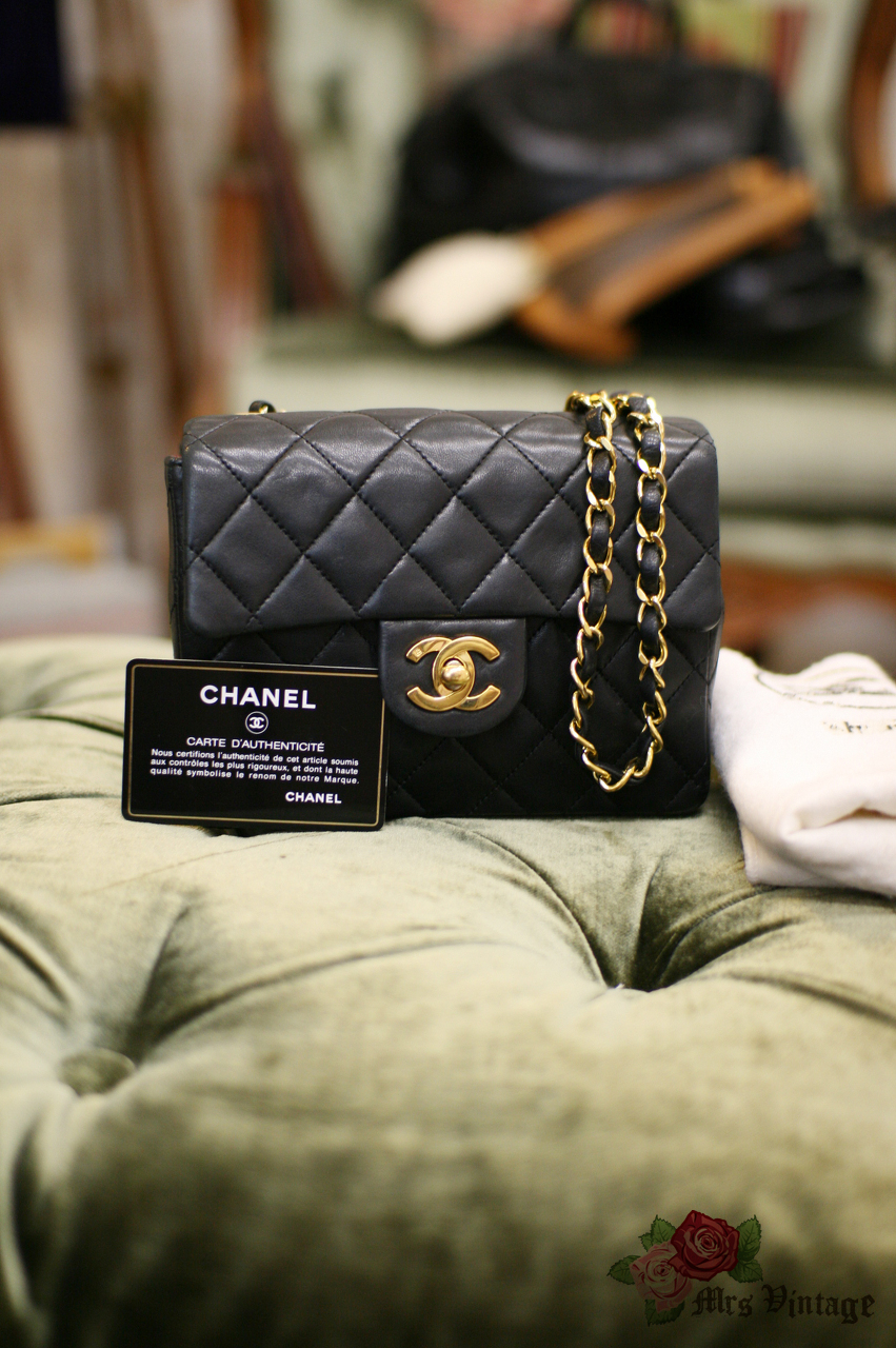 Chanel Mini Black Chevron-Quilted Lambskin Classic by Ann's Fabulous Finds