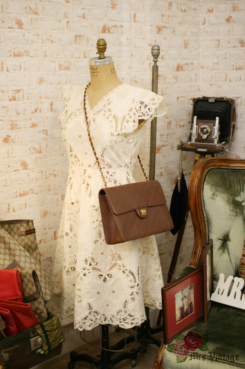 Vintage Chanel Brown Caviar Diana Flap Bag 25cm - Mrs Vintage - Selling  Vintage Wedding Lace Dress / Gowns & Accessories from 1920s – 1990s. And  many One of a kind Treasures