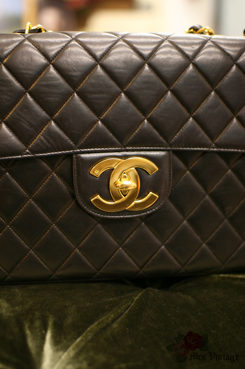 Vintage Chanel Black Lambskin Envelope Shoulder Bag with Giant CC Logo  Clutch Style - Mrs Vintage - Selling Vintage Wedding Lace Dress / Gowns &  Accessories from 1920s – 1990s. And many