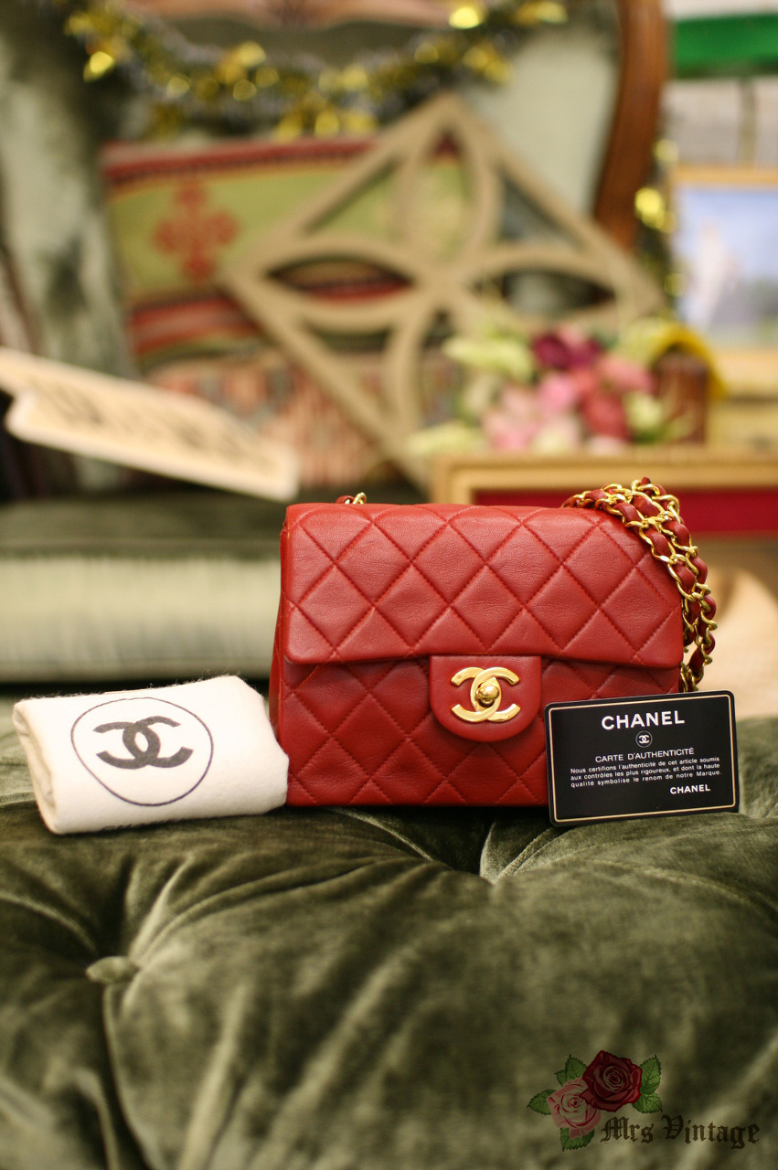 Chanel Lipstick Red Quilted Lambskin Leather Mini Shoulder Bag