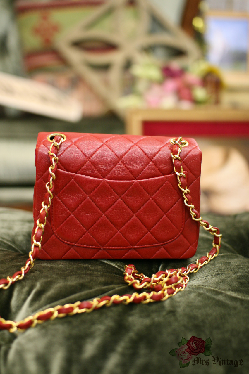 Chanel Lipstick Red Quilted Lambskin Leather Mini Shoulder Bag