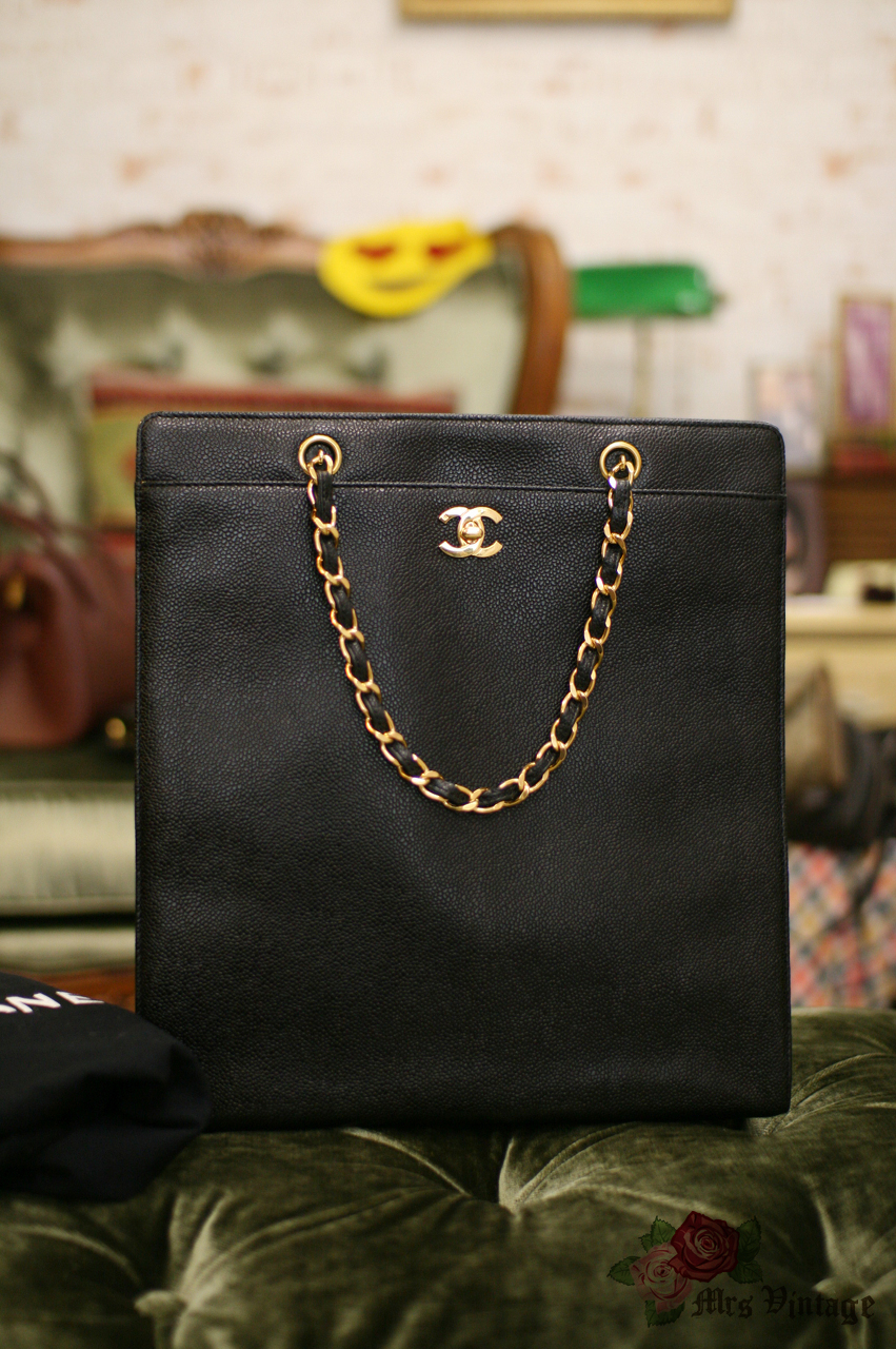 Vintage Chanel Black Caviar Tote Bag - Mrs Vintage - Selling