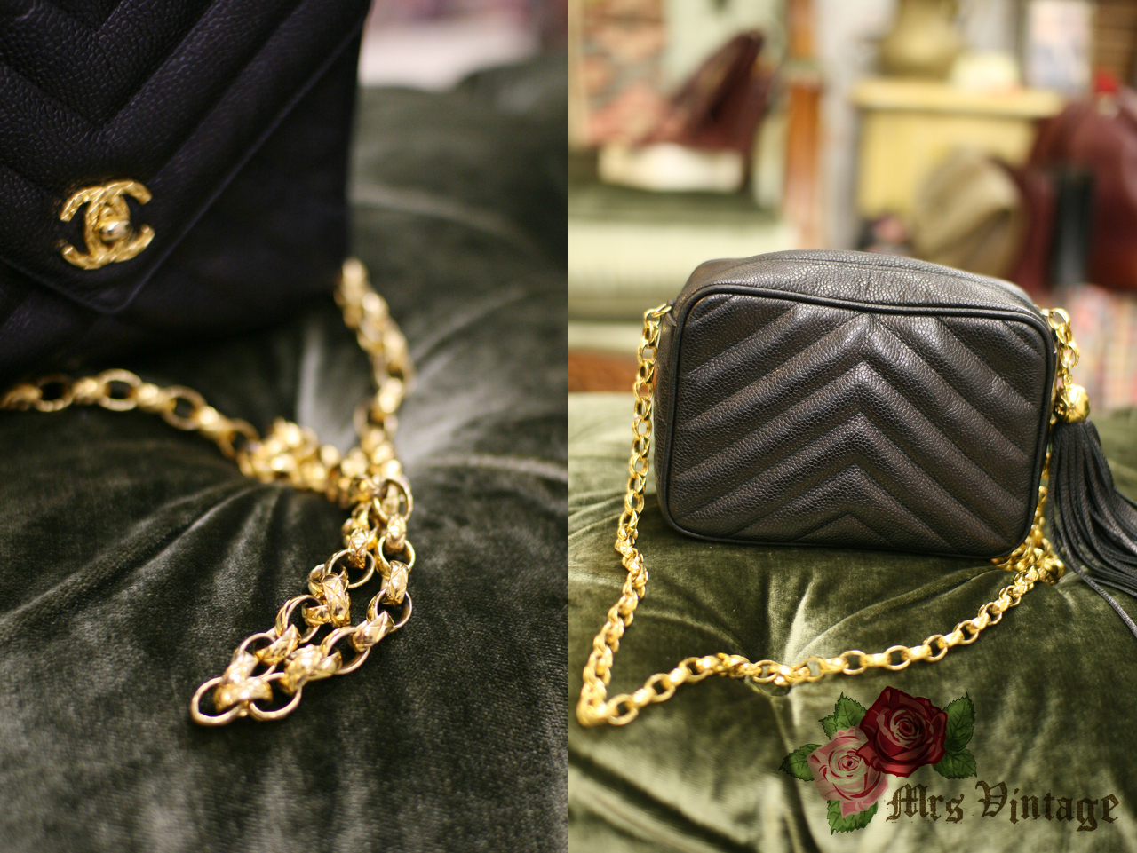 CHANEL Black Quilted Lambskin Vintage Medium Leather Logo Flap Bag For Sale  at 1stDibs