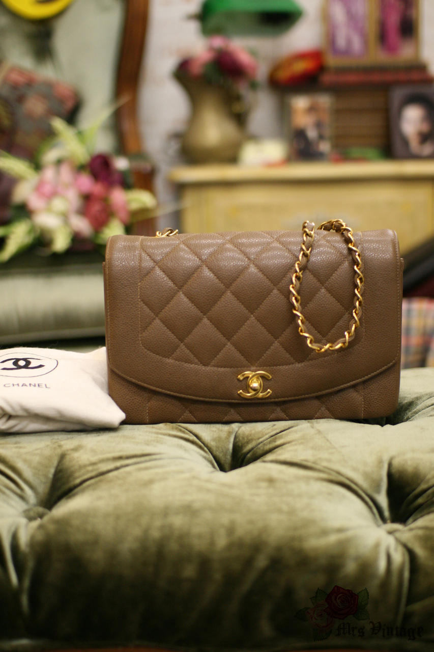 Vintage Chanel Cheslnut Brown Rare Caviar Quilted Leather Shoulder