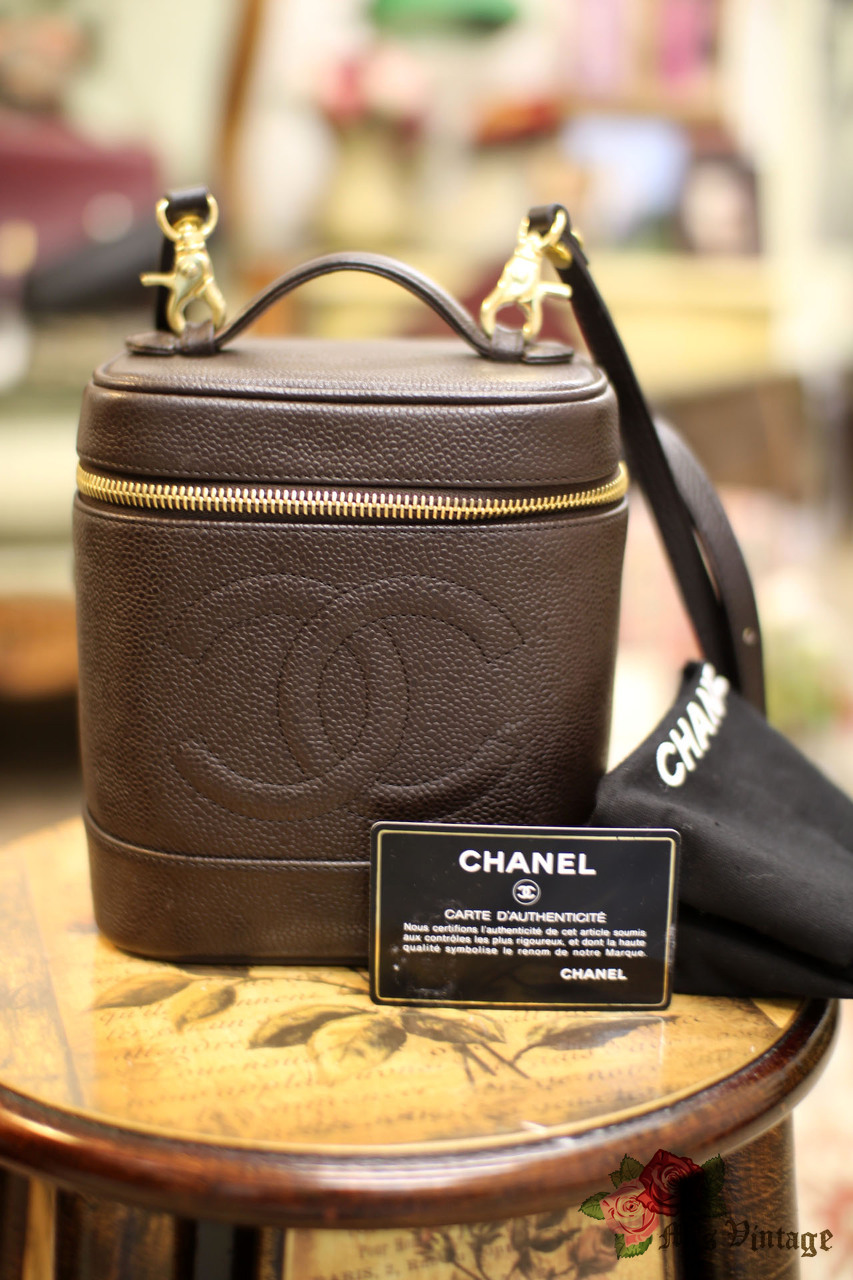 Chanel Caviar Leather Vanity Case Bag With Leather Strap #009