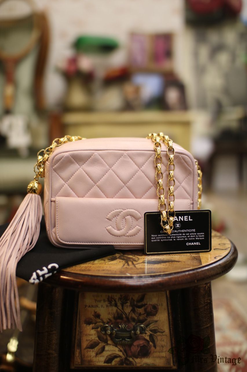 Vintage Chanel Light Pink Quilted Leather Mini Fringe Shoulder Bag RARE - Mrs Vintage - Selling ...