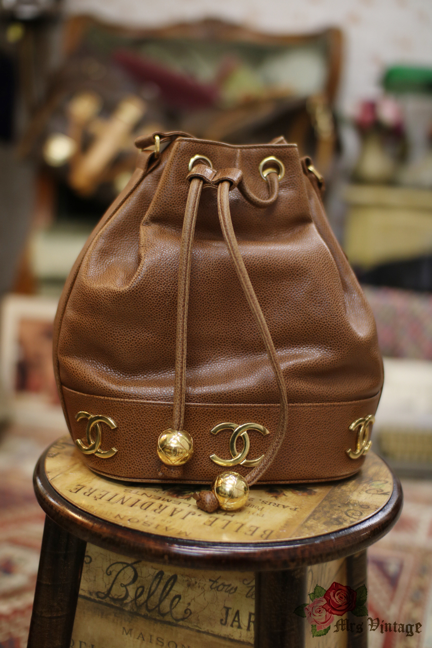 CHANEL Vintage Bucket Bag in Brown Leather Bag at 1stDibs