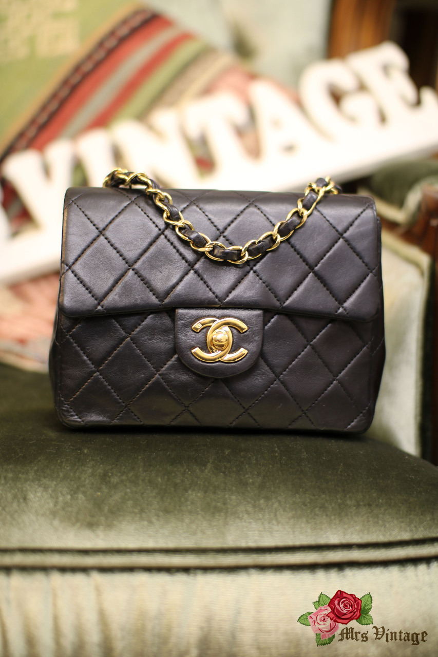 Chanel Black Patent Quilted Extra Mini Flap Bag 18k gold plated