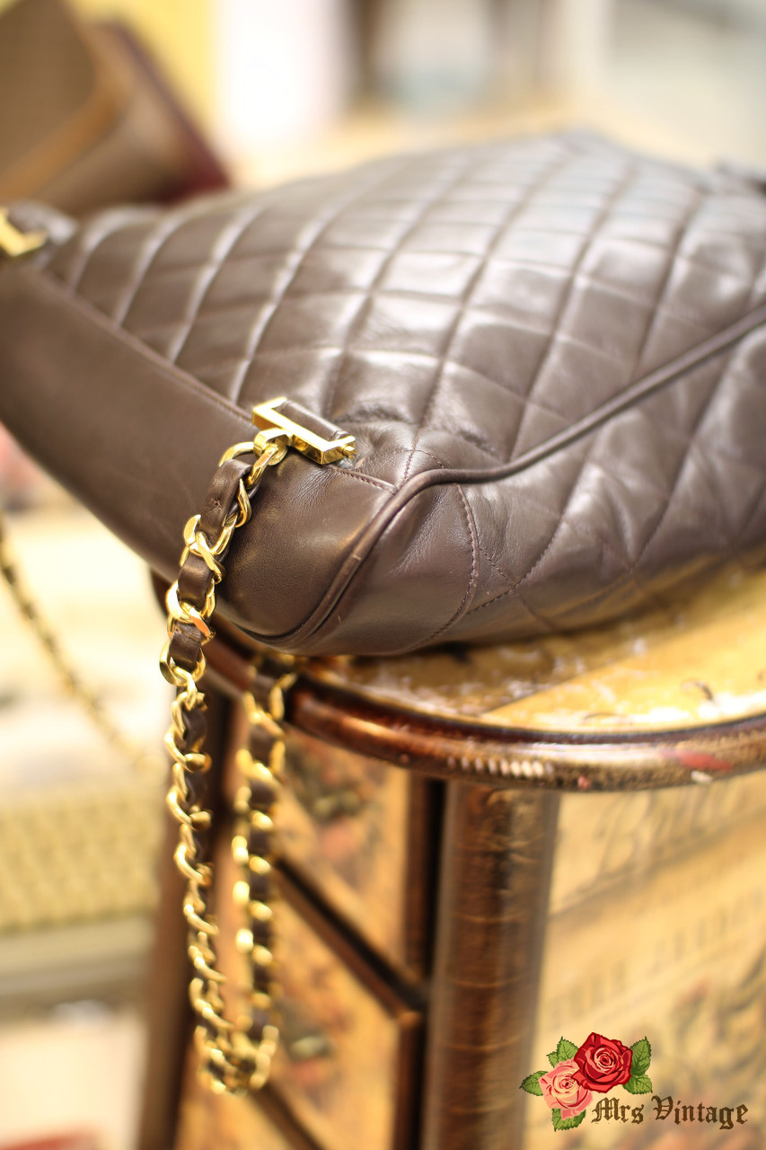 Vintage Chanel Deep Brown Lambskin Backpack Medium Size - Mrs 