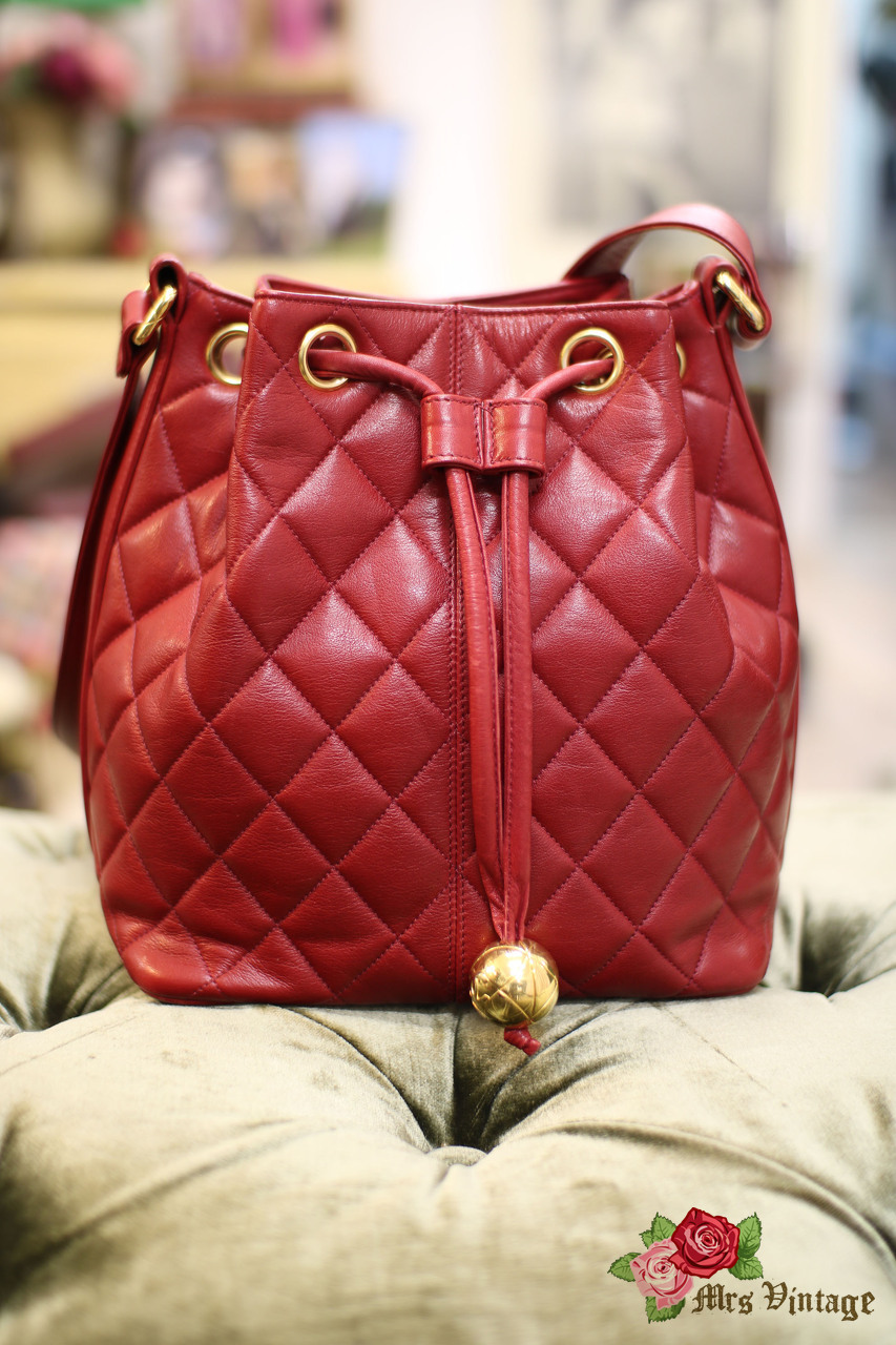 Chanel Drawstring Bucket Quilted Lambskin Leather Bag