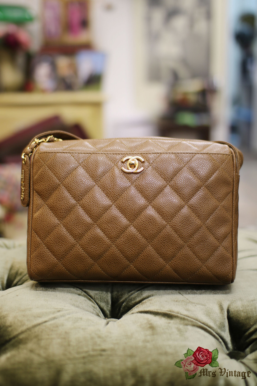 Vintage Chanel Honey Brown Caviar Shoulder Bag - Mrs Vintage