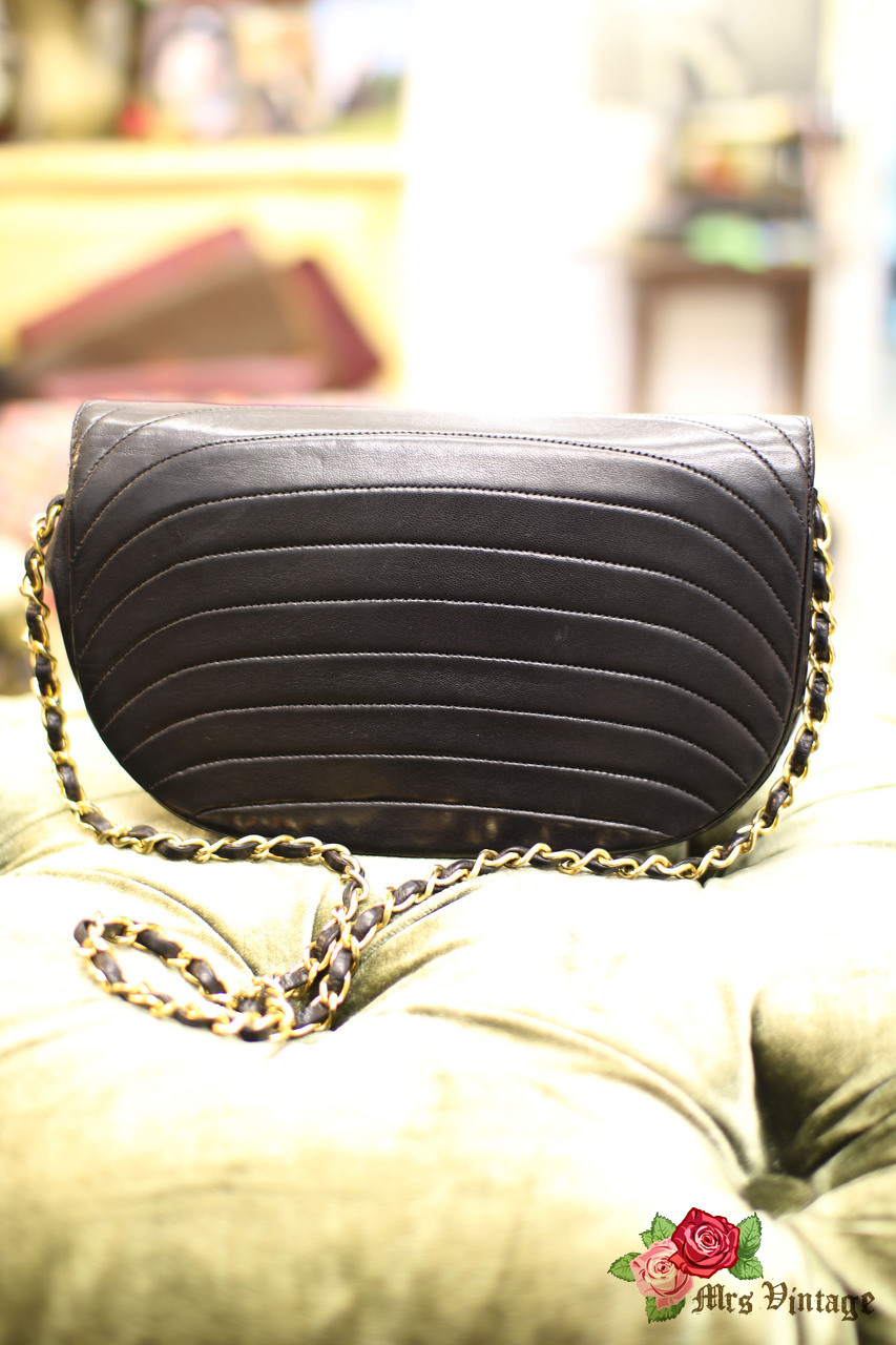 Vintage Chanel Half Moon Lambskin Shoulder Bag Full Set - Mrs