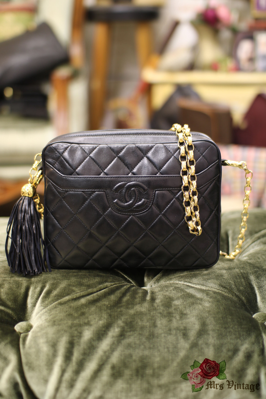 Vintage Chanel Black Camera Crossbody Bag