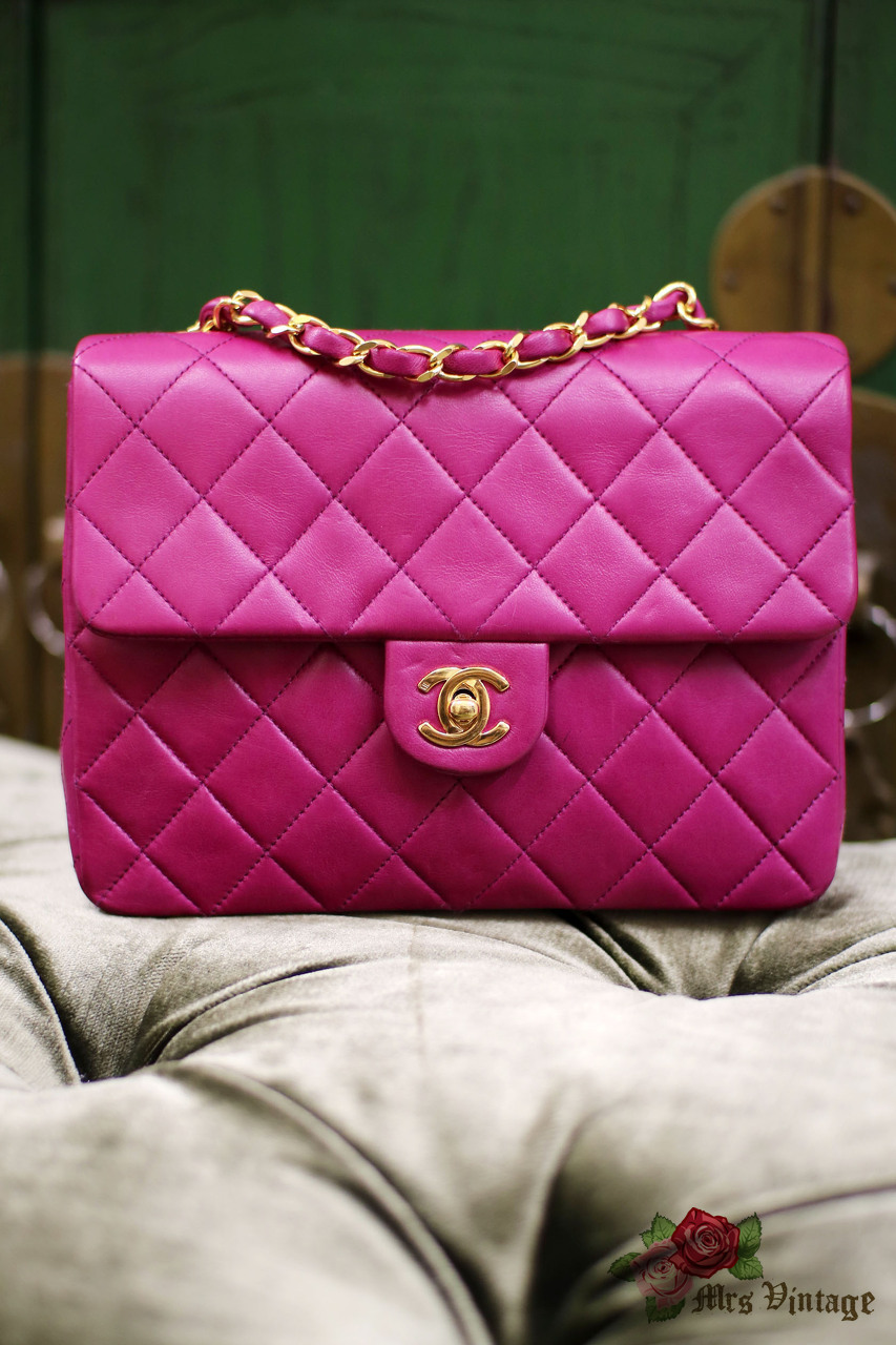 Vintage Chanel Shocking Pink Mini Flap Bag (20cm) Rare Colour