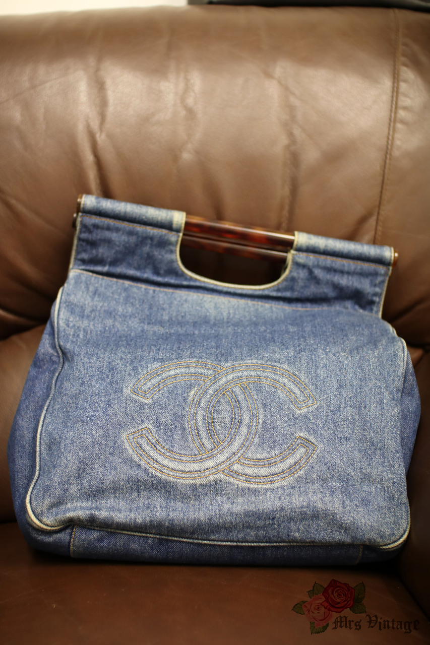 vintage chanel denim bag purse