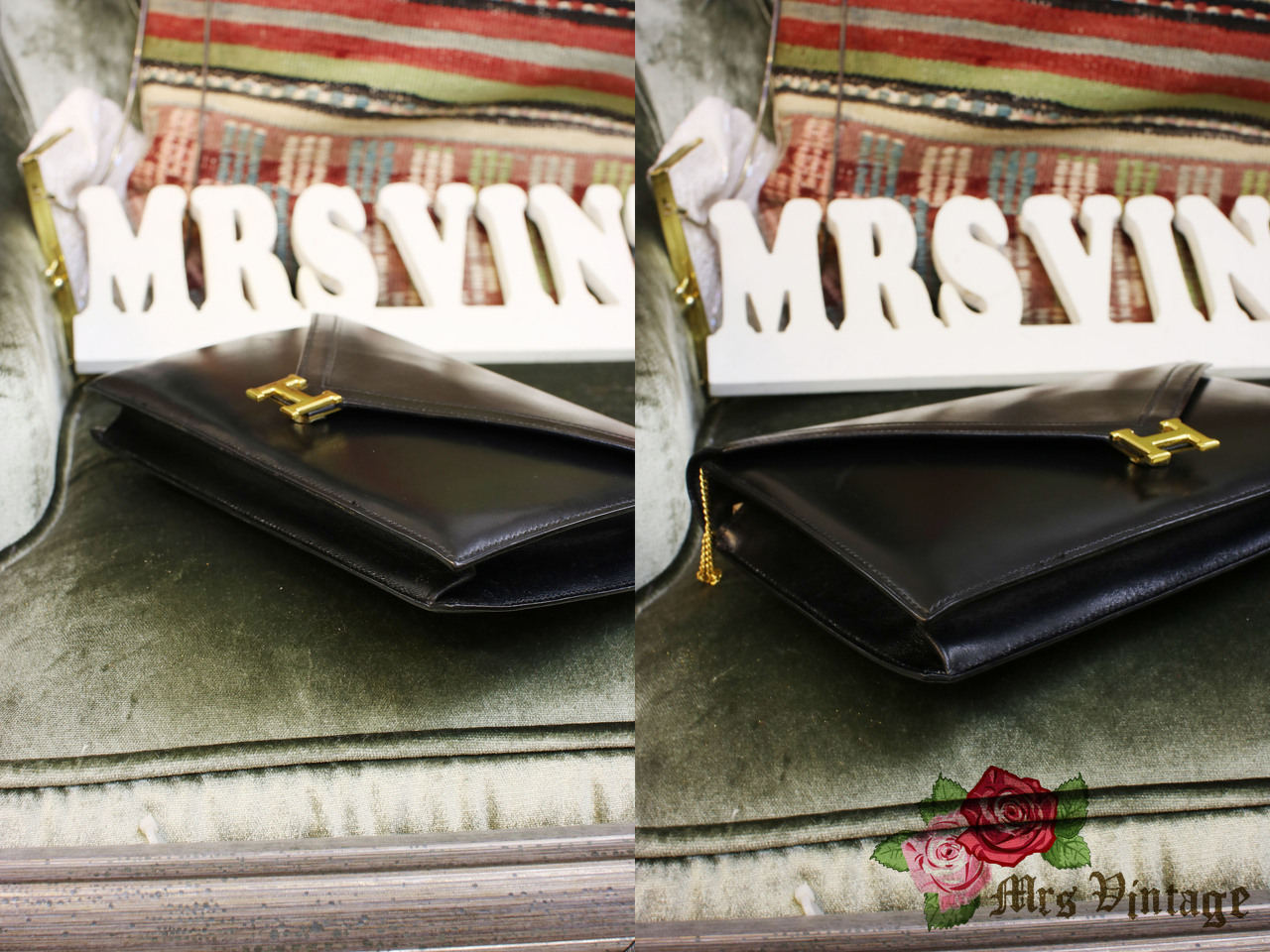 HERMES Box Lydie Clutch Black 1217035