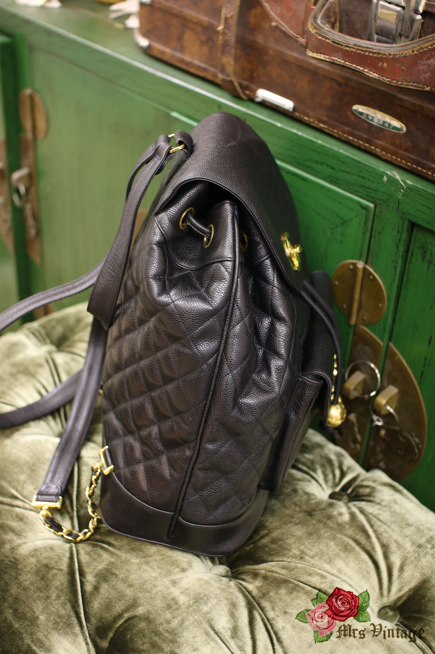 Vintage Chanel Deep Brown Lambskin Backpack from 90s - Mrs Vintage