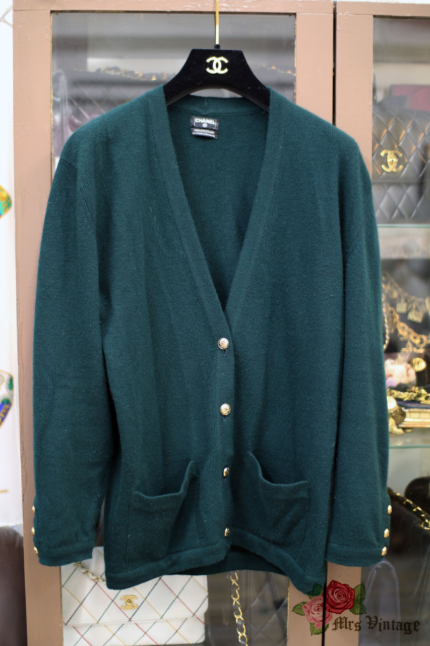 green cashmere cardigan