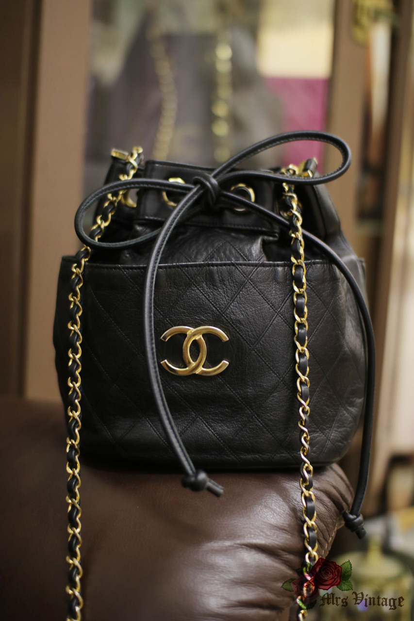 Chanel Vintage Grained Calfskin Timeless Drawstring Bucket Bag 