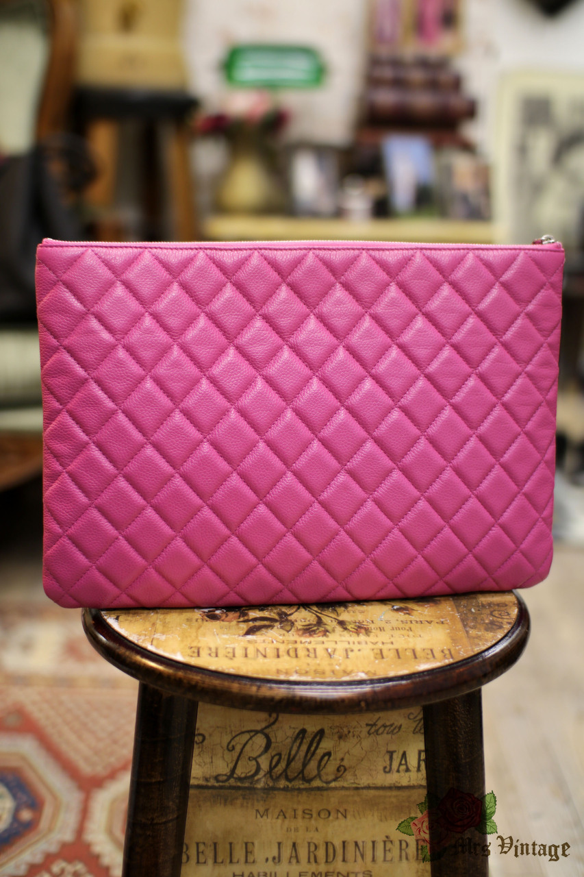 Crazy Sale! Pre Own Chanel Shocking Pink Oversized Quilted Caviar Leather  Clutch O-Case - Mrs Vintage - Selling Vintage Wedding Lace Dress / Gowns &  Accessories from 1920s – 1990s. And many