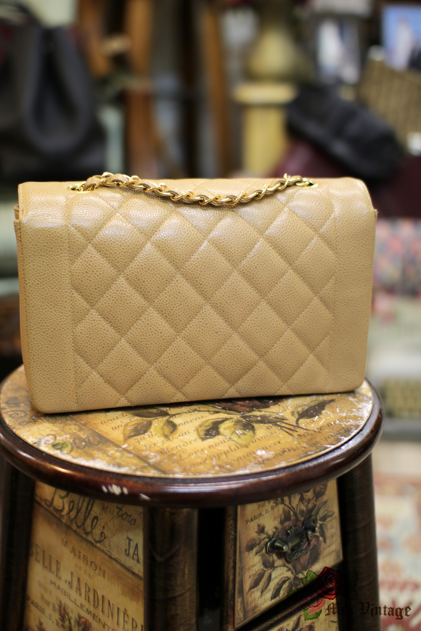 rare* Chanel Beige Vintage Caviar Small Diana Classic Flap Bag 24k GH –  Boutique Patina