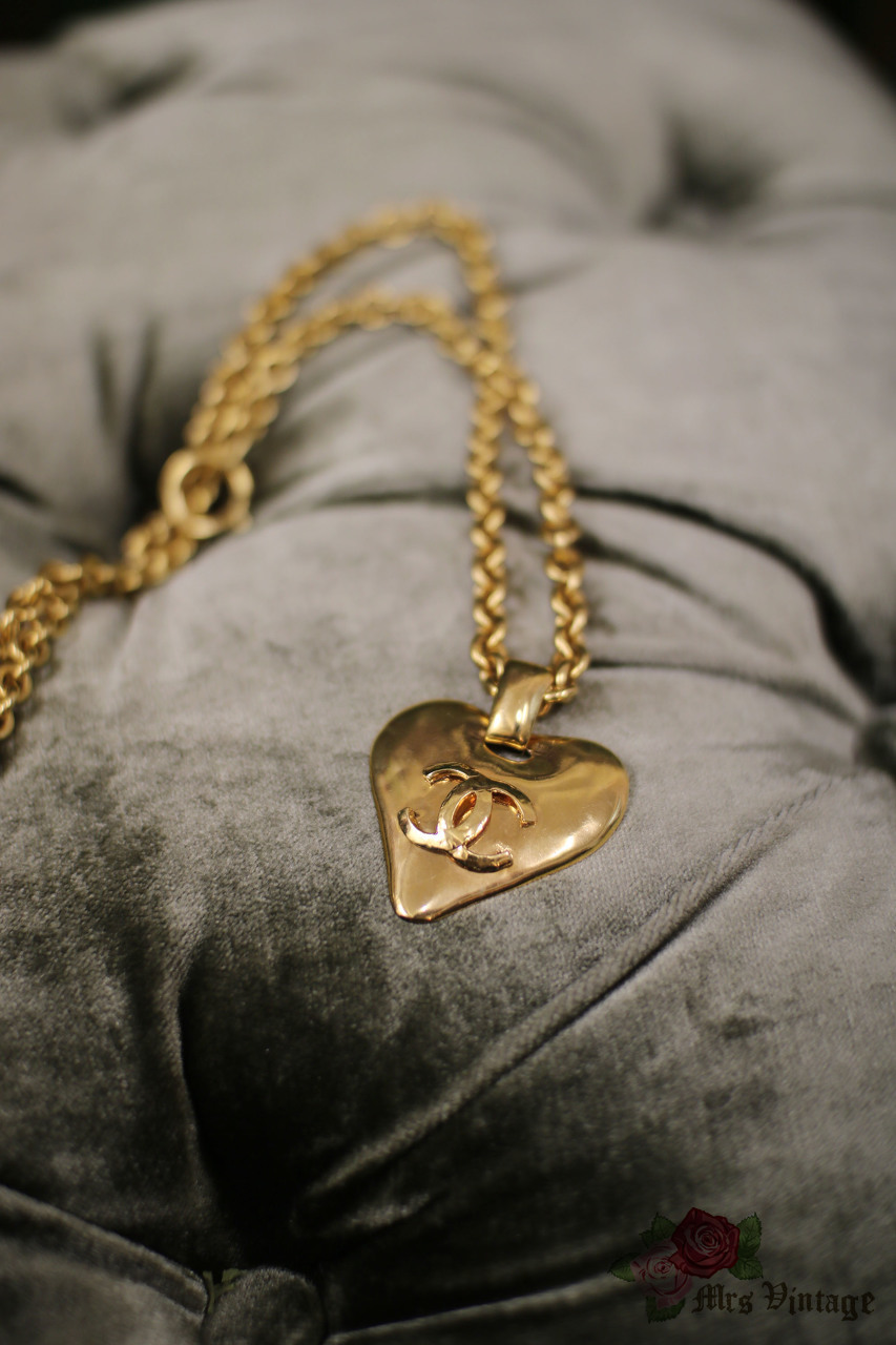 1993 Chanel Heart-Shaped Gold-Plated Pendant Necklace at 1stDibs  chanel  heart necklace, chanel heart choker, chanel heart shaped flower necklace