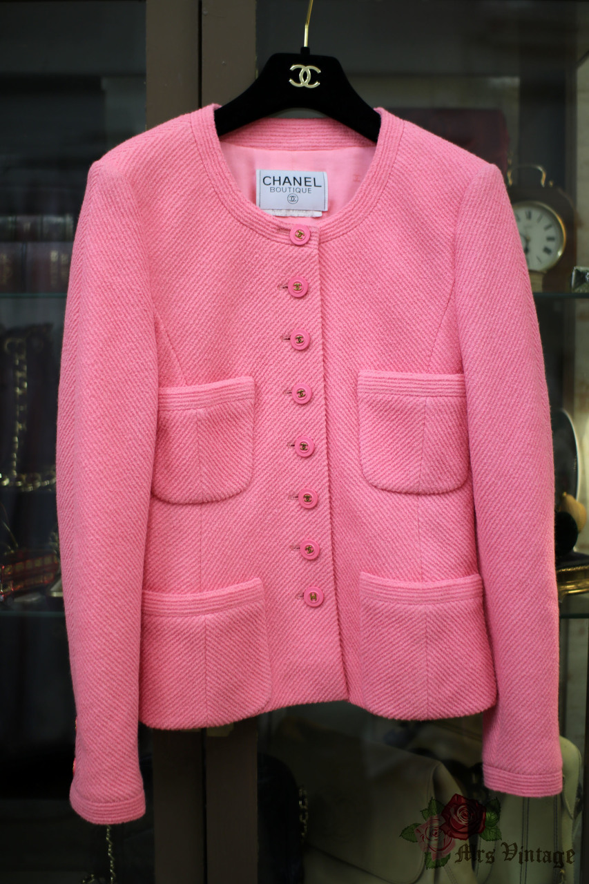 Vintage Chanel Pink Tweed Jacket FR36 - Mrs Vintage - Selling
