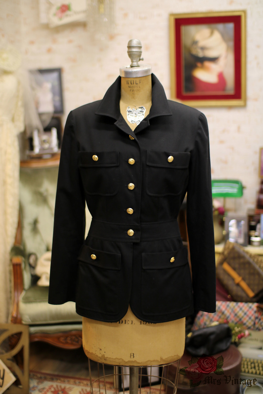Vintage Chanel Black Cotton Safari Jacket Sz 38 - Mrs Vintage