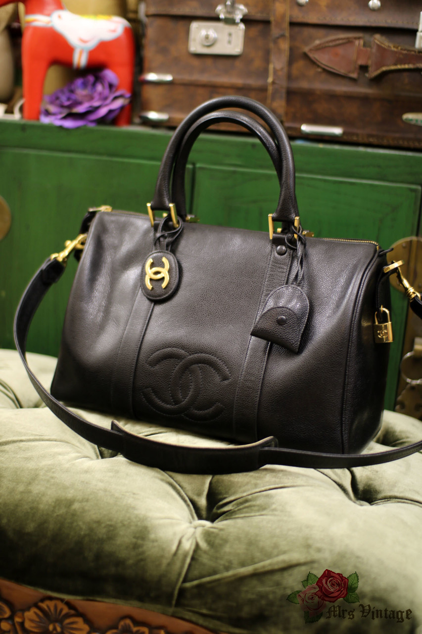 Chanel Black Leather Vintage Speedy Bag