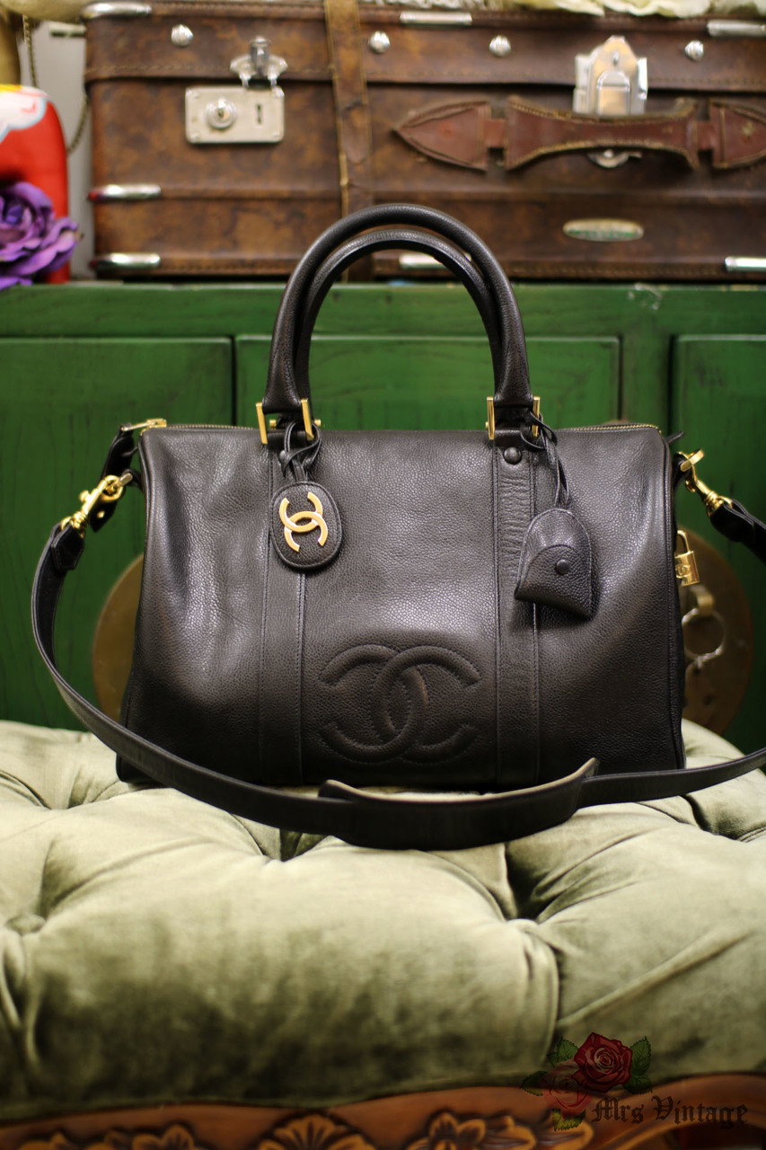 Chanel Vintage Chanel Boston Speedy Black Caviar Leather Hand Bag