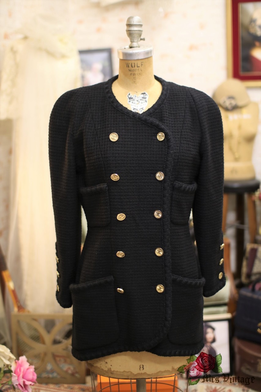 Chanel black tweed jacket best sale