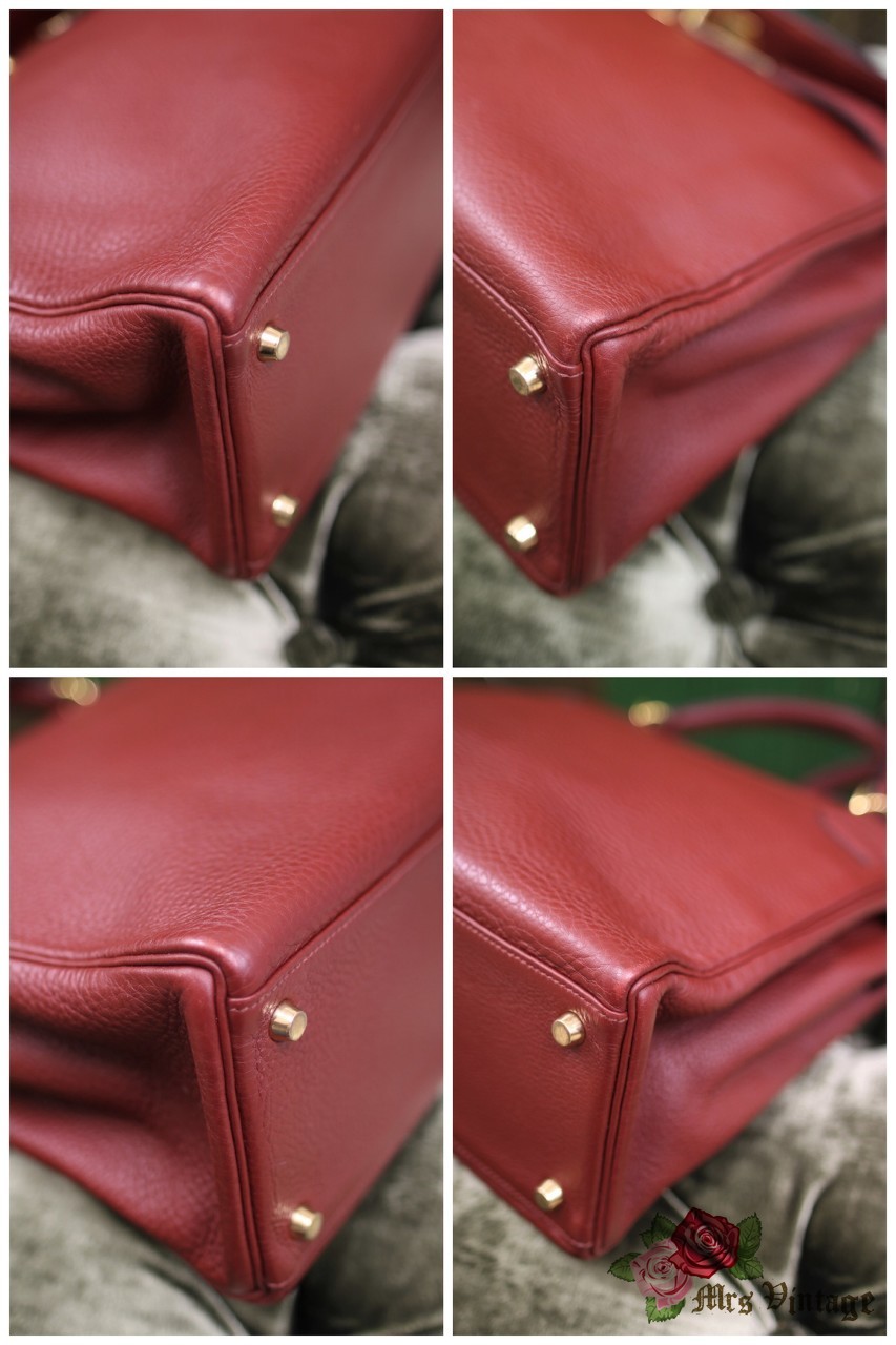 2002 Hermes Rouge H Evergrain Leather Kelly 32cm Retourne at 1stDibs