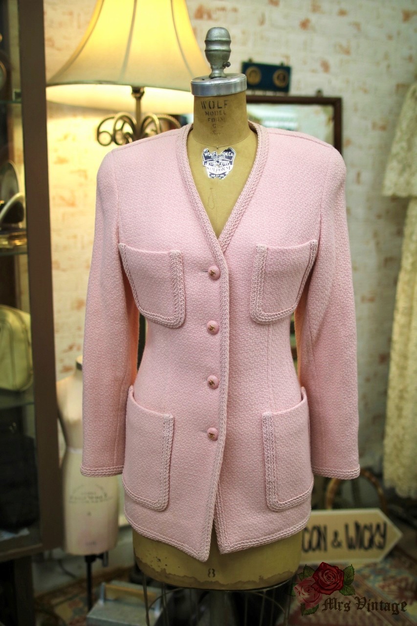 Vintage Chanel Baby Pink Tweed Set FR38 1996 - Mrs Vintage - Selling  Vintage Wedding Lace Dress / Gowns & Accessories from 1920s – 1990s. And  many One of a kind Treasures