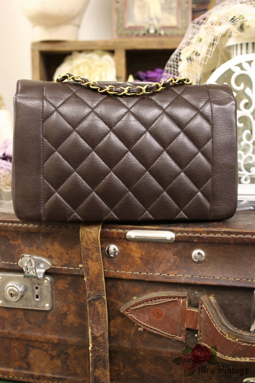 Chanel Vintage Classic Top Handle Flap Bag Quilted Caviar Jumbo at