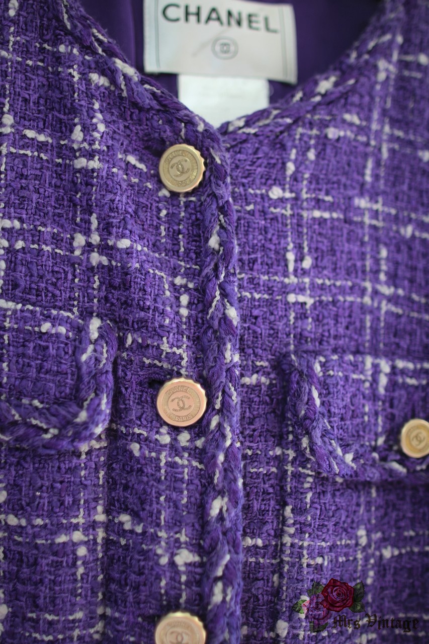 chanel tweed jacket purple l