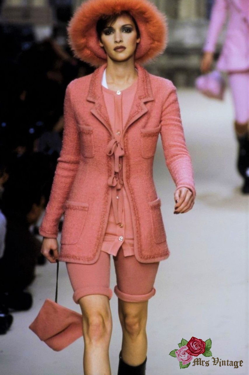 chanel pink tweed set