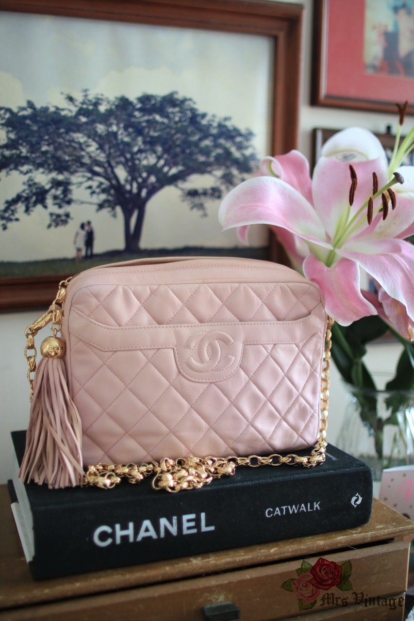 pink chanel bag vintage leather