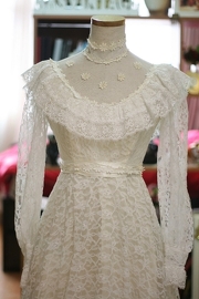 1960s Vintage Wedding Lace Dress Sz S/M