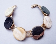 Vintage Black & White Marble Disc Link Bracelet