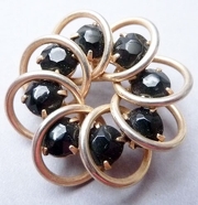 Vintage Black Rhinestone Bubble Wreath Brooch