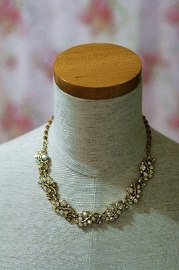 Vintage AB Rhinestone and Gold Tone Choker Necklace