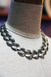 Vintage Mod Chrome Curb Link Necklace