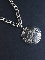 Vintage Chunky Pendant Silvertone Necklace